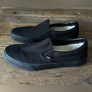 Vans Classic Slip-On Shoes All Black Everything Men's 11